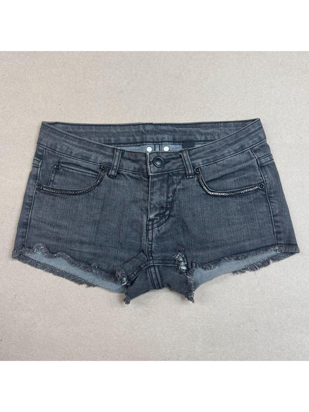 Vintage Y2K Low Rise Denim Micro Shorts Grey